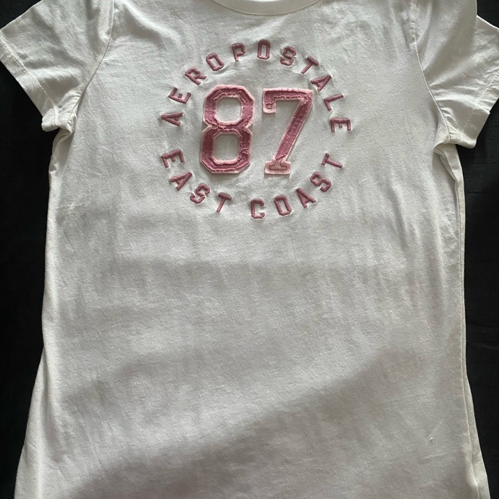 Aeropostale Kids White and Pink Graphic Tee